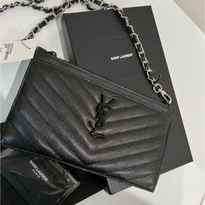 NWT YSL black on black clutch crossbody